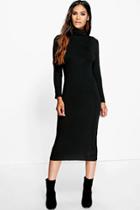 Boohoo Ciaombhe Roll Neck Midi Dress Black