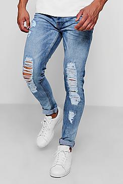 Boohoo Skinny Fit Jeans With Distressed Knees