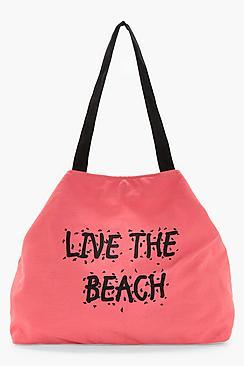 Boohoo Olivia Slogan Canvas Beach Bag