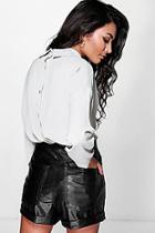 Boohoo Hannah Button Back Collar Detail Blouse