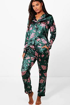 Boohoo Diana Oriental Print Shirt & Trouser Set