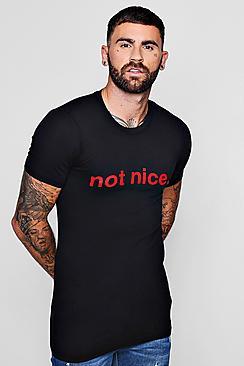Boohoo Not Nice Slogan Muscle Fit T-shirt