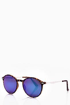 Boohoo Round Lense Sunglasses With Blue Lens