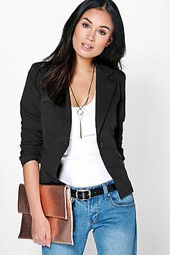 Boohoo Amelia Ruched Sleeve Blazer