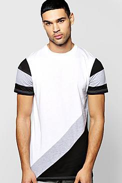 Boohoo Diagonal Pieced T Shirt