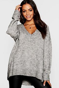Boohoo V Neck Jumper With Ribbed Trim Cuff