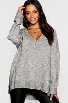 Boohoo V Neck Jumper With Ribbed Trim Cuff