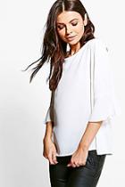 Boohoo Cora Ruffle Sleeve Woven Top