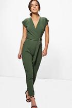 Boohoo Petite Melissa O-ring Detail Belted Jumpsuit