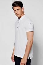 Boohoo Pique Polo T-shirt With Military Pocket White