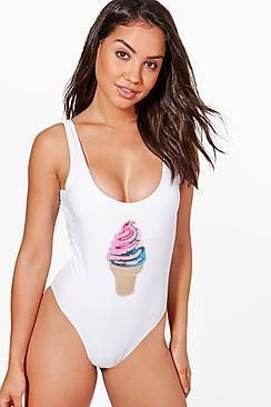 Boohoo Manhattan Ice Cream Sequin Swimsuit