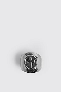 Boohoo Cross Engraved Signet Ring