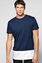 Boohoo Faux Layer T Shirt With Mock Drawcord Hem