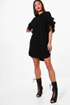 Boohoo Rebecca Ruffle Sleeve Marl Knitted Dress