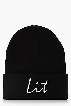 Boohoo Sofia Lit Slogan Beanie