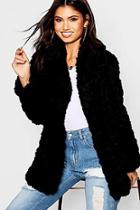 Boohoo Textured Collared Faux Fur Coat