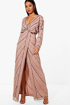 Boohoo Boutique Mol Batwing Embellished Maxi Dress