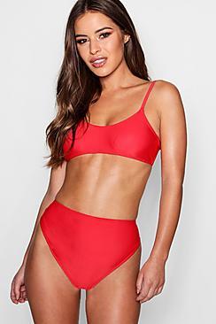 Boohoo Petite Strappy High Waisted Bikini