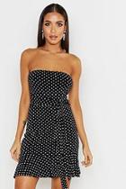 Boohoo Spot Bandeau Frill Mini Dress