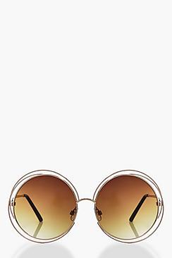 Boohoo Cut Out Frame Round Sunglasses