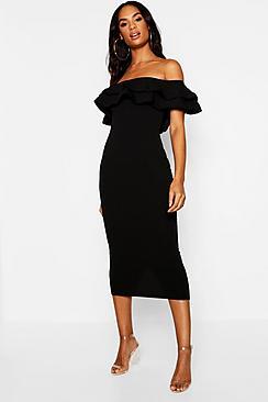 Boohoo Tall Ruffle Midi Dress