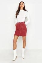 Boohoo Tall Contrast Stitch Denim Mini Skirt