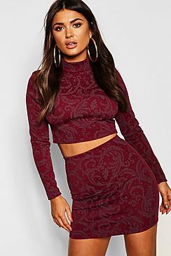 Boohoo Baroque Print Mini Skirt