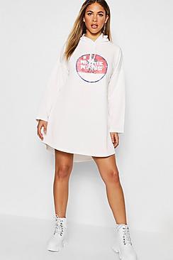 Boohoo Disney Vintage Minnie Hooded Swing Sweatshirt Dress