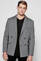 Boohoo Double Breasted Textured Blazer Charcoal