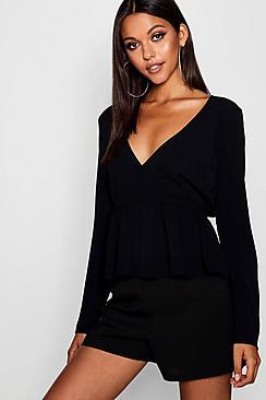 Boohoo Tall Summer Peplum Blouse