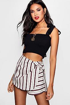 Boohoo Julia Striped Wrap Skort