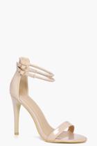Boohoo Sarah Double Ankle Band 2 Part Heels Nude