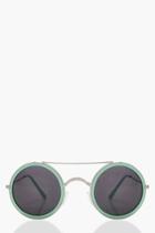 Boohoo Freya Coloured Frame Round Sunglasses Mint