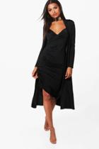 Boohoo Isla Wrap Midi Dress & Duster Co-ord Set Black