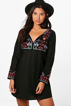 Boohoo Talia Embroidered Shift Dress