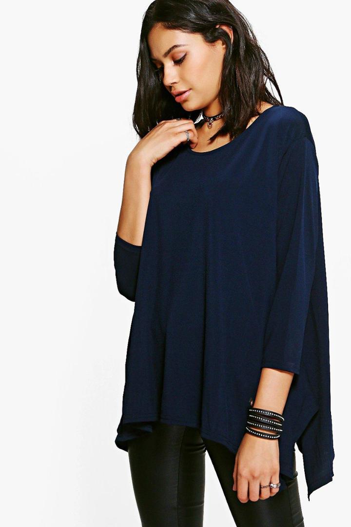 Boohoo Faye Hem Detail T-shirt Marine
