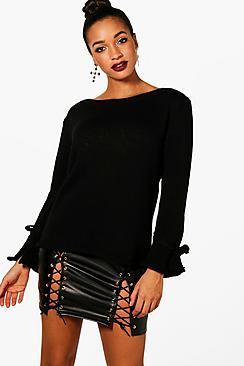Boohoo Sasha Tie Sleeve Jumper