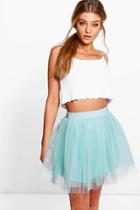 Boohoo Zaine Mini Tulle Full Skirt Sage