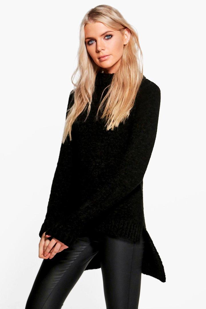 Boohoo Phoebe Funnel Neck Jumper Black
