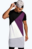Boohoo Longline Spliced T-shirt Purple