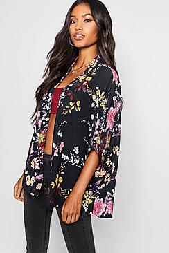 Boohoo Floral Crepe Kimono