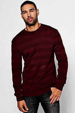 Boohoo Ribbed Panel Crew Neck Jumper