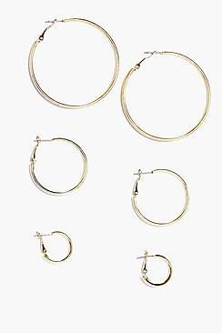 Boohoo Eliza Mixed Size Hoop Earring Set