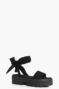 Boohoo Clara Wrap Strap Two Part Cleated Flat