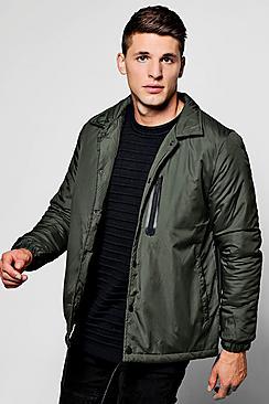 Boohoo Khaki Coach Jacket With Ma1 Chest Zip