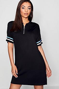 Boohoo Tall Polo Zip Through Dress