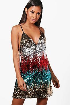 Boohoo Boutique Isla Multi Sequin Bodycon Dress