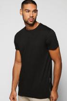 Boohoo Skater Length T Shirt With Side Zips Black