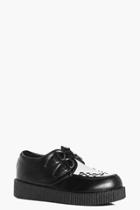 Boohoo Nancy White Contrast Creeper Shoe Black