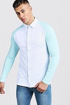 Boohoo Long Sleeve Jersey Shirt With Contrast Raglan